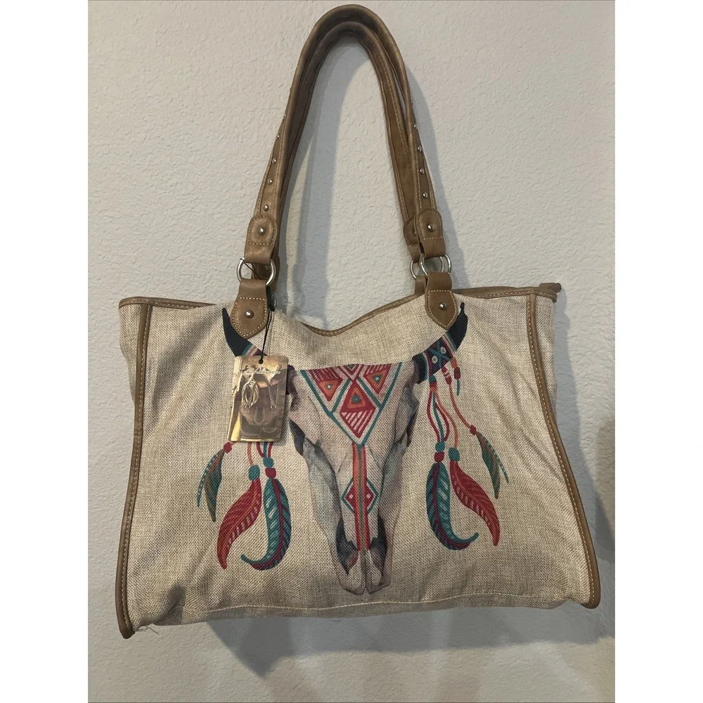 Montana West Cactus Sugar Skull Rodeo Cowboy Boot Shopping Bag Tote Purse